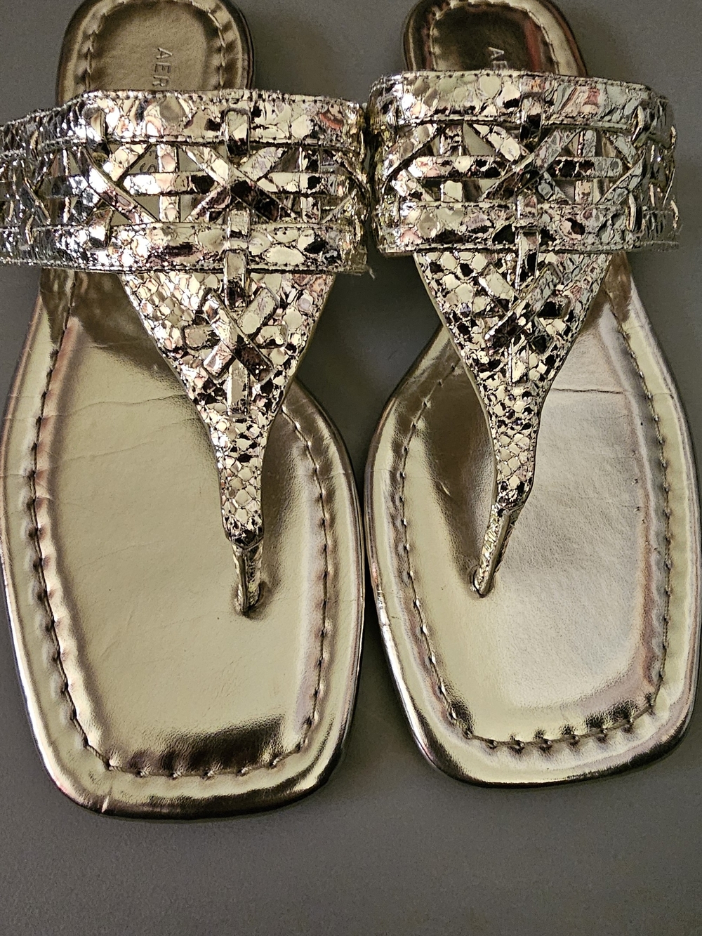 Aerosoles Gold Metallic Thong Sandals